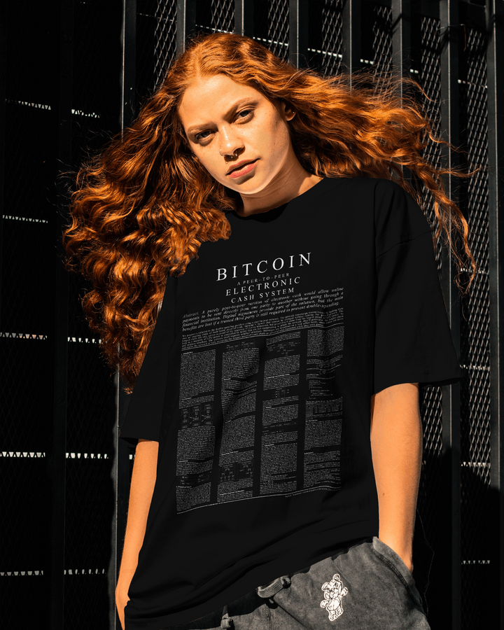 T-Shirt Femme Manches Courtes Bitcoin Black Paper de Malopium® - Malopium