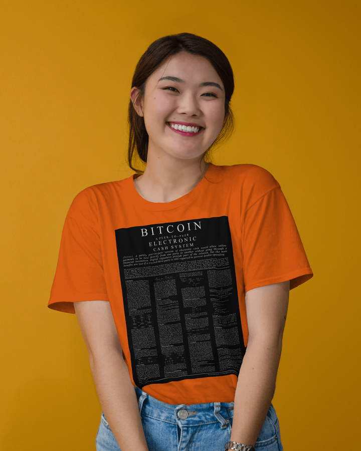 T-Shirt Femme Manches Courtes Bitcoin Black Paper de Malopium® - Malopium