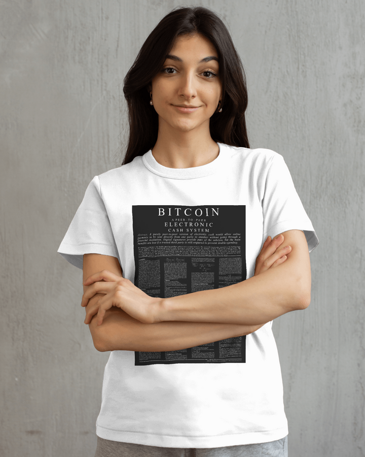 T-Shirt Femme Manches Courtes Bitcoin Black Paper de Malopium® - Malopium