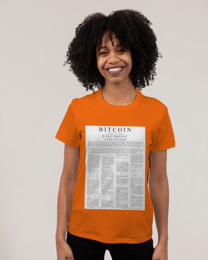 T-Shirt Femme Manches Courtes Bitcoin White Paper de Malopium® - Malopium