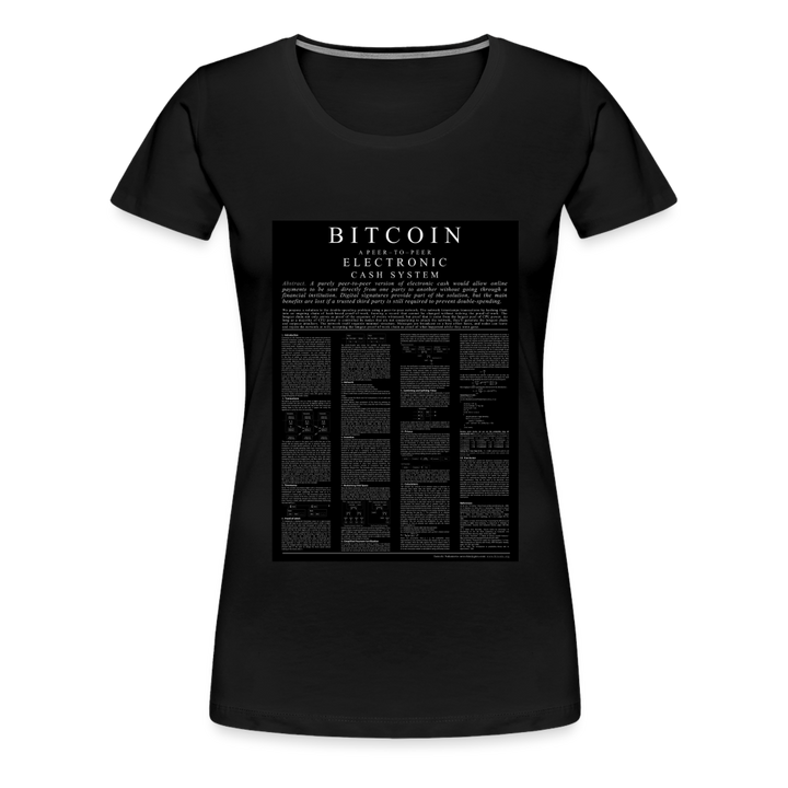 T-Shirt Femme Manches Courtes Bitcoin Black Paper de Malopium® - Malopium