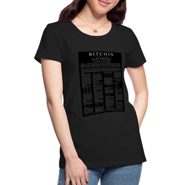 T-Shirt Femme Manches Courtes Bitcoin Black Paper de Malopium® - Malopium