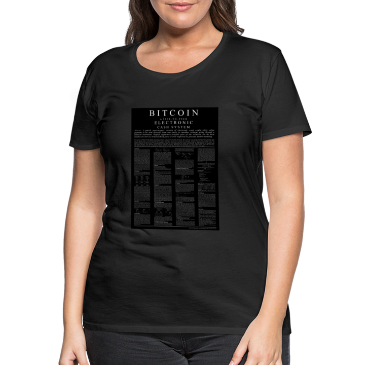 T-Shirt Femme Manches Courtes Bitcoin Black Paper de Malopium® - Malopium