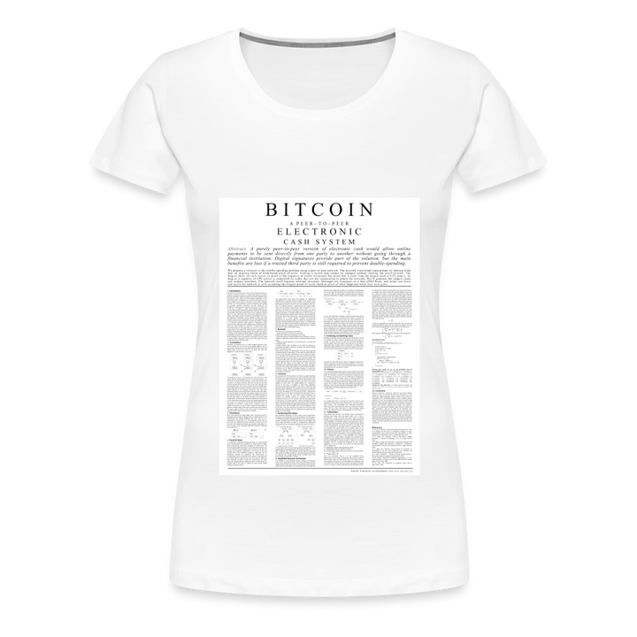 T-Shirt Femme Manches Courtes Bitcoin White Paper de Malopium® - Malopium