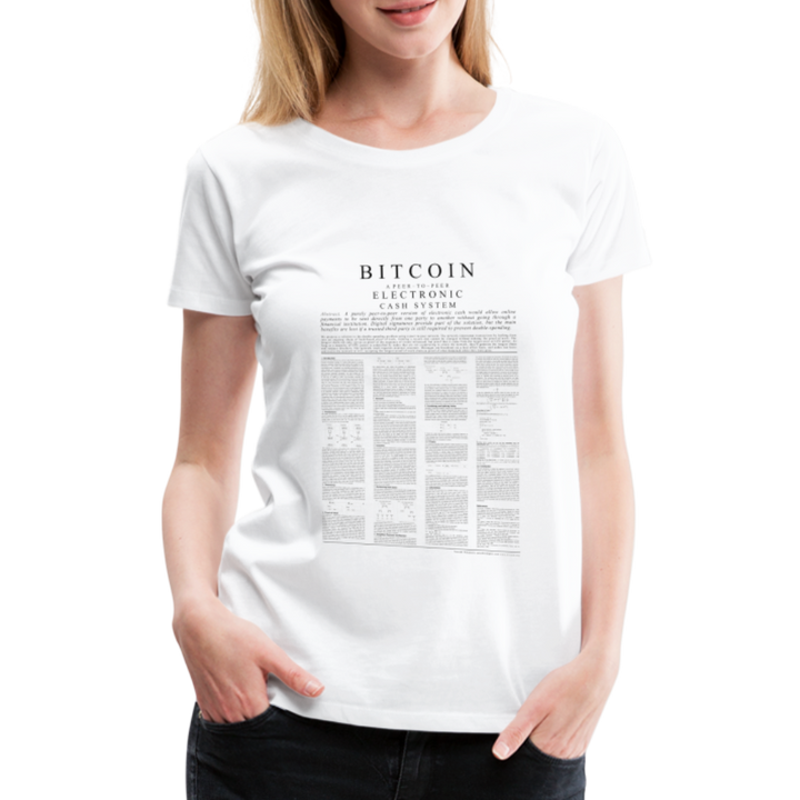 T-Shirt Femme Manches Courtes Bitcoin White Paper de Malopium® - Malopium