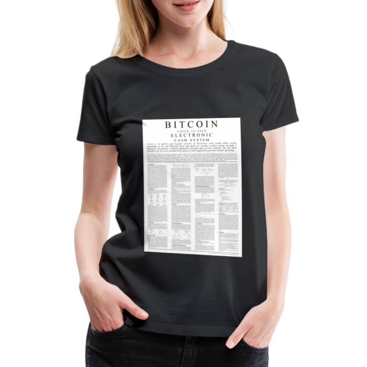 T-Shirt Femme Manches Courtes Bitcoin White Paper de Malopium® - Malopium