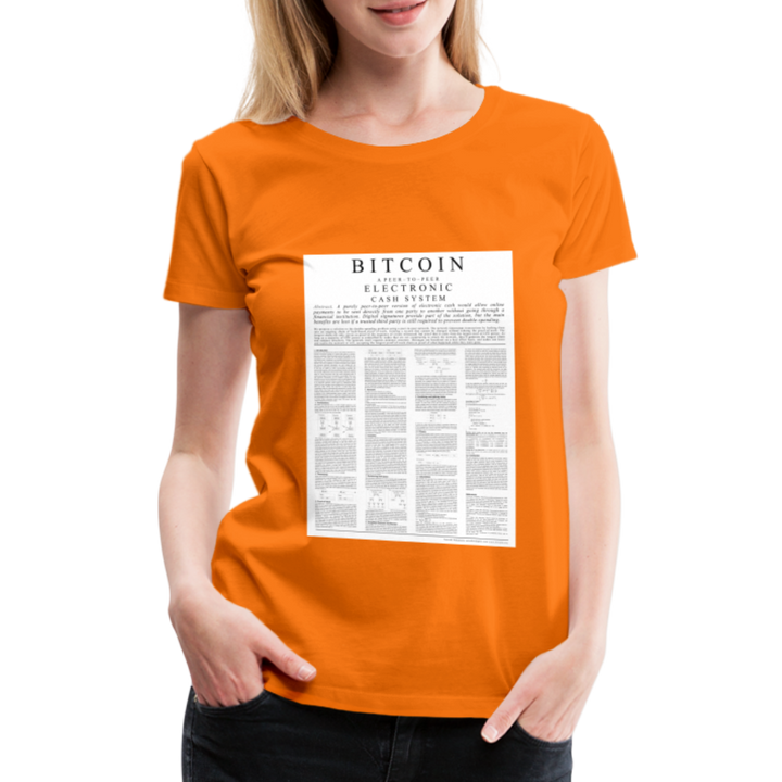 T-Shirt Femme Manches Courtes Bitcoin White Paper de Malopium® - Malopium